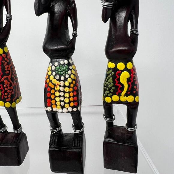 Set of 5 Vintage African Tribal Wood Figurines Sculptures Art Decor Hand-Carved - Picture 9 of 10